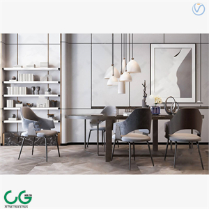 modern marble dining table chair 3d model